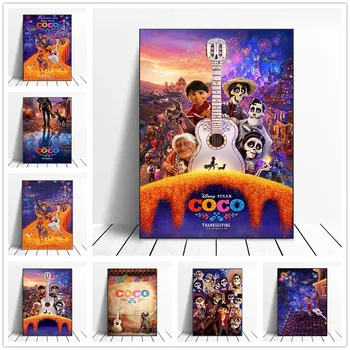 Картины из аниме Disney Coco, Плакаты с классическими мультфильмами и настенные художественные картины для гостиной, украшения детской комнаты, украшения дома