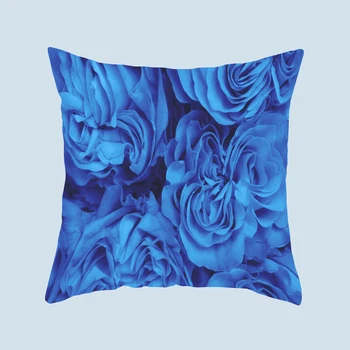 Квадратная подушка Flower's сине-фиолетовая подкладка для дивана, офисного кресла, чехлы для чехлов декоративные