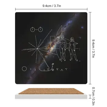 Керамические подставки для кружек Pioneer 10, Pioneer plaque и Milky Way galaxy (квадратные), набор противоскользящих подставок для кружек Изображение 2