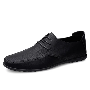 Кожаная мужская обувь, Модная официальная Мужская обувь, Мокасины, Итальянская дышащая Мужская обувь для вождения, Черный, Большие размеры 38-47