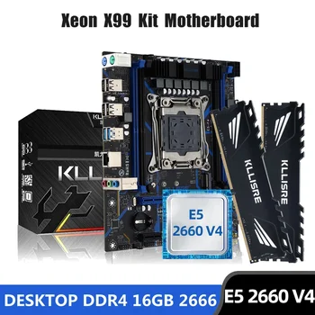 Комбинированный комплект материнской платы Kllisre X99 LGA 2011-3 Xeon E5 2660 V4 CPU DDR4 16 ГБ (2ШТ 8G) настольной памяти 2666 МГц