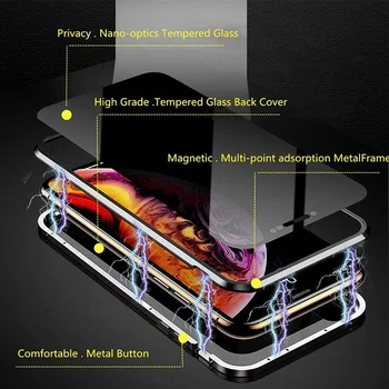 Конфиденциальность Закаленное Стекло Магнитный Металлический Чехол Для Samsung S20 Ultra Plus Note 10 9 8 S10 S10e S9 S8 Чехлы Для Телефонов Полное Покрытие Корпуса Изображение 2