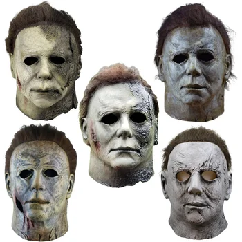 Костюмы Майкла Майерса на Хэллоуин, Косплей для взрослых, Ужас, анфас, Латексная светящаяся маскарадная маска для мужчин, Страшный ужас, необычный
