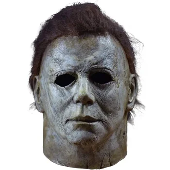 Костюмы Майкла Майерса на Хэллоуин, Косплей для взрослых, Ужас, анфас, Латексная светящаяся маскарадная маска для мужчин, Страшный ужас, необычный Изображение 2