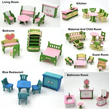 Красочный деревянный кукольный домик, мебель для комнаты, деревянная миниатюрная ванная комната / гостиная, магниты для малышей, животные-скалолазы, магниты для малышей 13