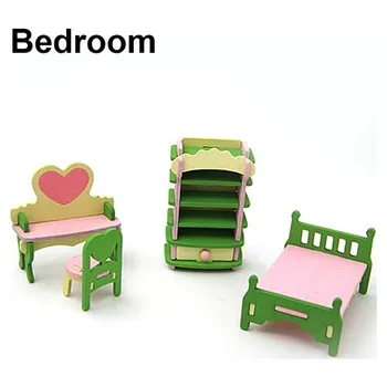 Красочный деревянный кукольный домик, мебель для комнаты, деревянная миниатюрная ванная комната / гостиная, магниты для малышей, животные-скалолазы, магниты для малышей 13 Изображение 2