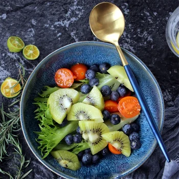 Креативная нерегулярная чаша Персонализированная керамическая Салатница Поднос для макарон тарелка для супа набор лапши Европейская темно-синяя чаша для зяблика