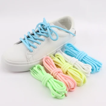 Круглые светящиеся шнурки для обуви, светящиеся в темноте, Цветные флуоресцентные шнурки для обуви, спортивные Холщовые шнурки для обуви, шнурки для обуви для взрослых и детей. Изображение 2