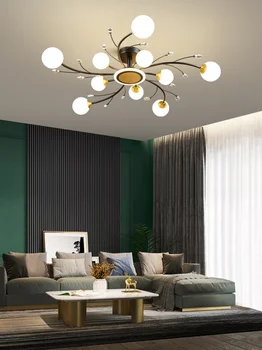 Лампа для гостиной, люстра, современный минималистичный атмосферный свет, роскошный ресторан, хрустальные скандинавские декоративные светодиодные потолочные светильники Изображение 2