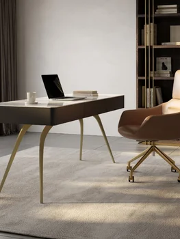 Легкий роскошный письменный стол С простой каменной плитой, Дизайнерский компьютерный стол для гостиной высокого класса в большом кабинете Изображение 2