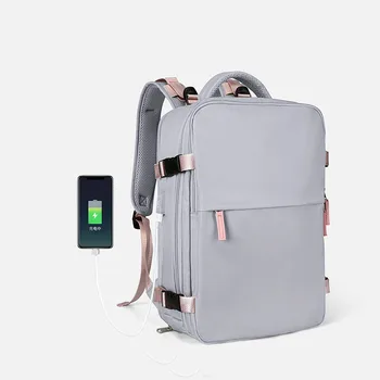 Легкий Туристический рюкзак для Женщин большой вместимости, Однотонный Походный рюкзак из Полиэстера с Внутренним карманом-прорезью