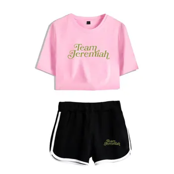 Летом I Turned Pretty merch team jeremiah-облегающие укороченные комплекты, обнажающие живот, короткие футболки, спортивные комплекты, уличная одежда, брюки, женские Изображение 2