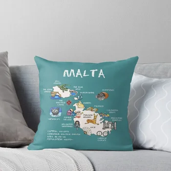 Мальта - иллюстрированная карта, Бросающая Подушку, рождественские украшения 2024, роскошные аксессуары для дома