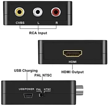 Мини-Конвертер видео, Совместимый с AV в HDMI, AV2HDMI-Совместимый RCA AV HD CVBS для HDTV TV PS3 PS4 PC DVD Xbox Проектор Изображение 2