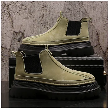 Модная мужская обувь 2023 года, осенне-зимние ботинки, уличная классическая повседневная обувь из замши и натуральной кожи, мужские ботинки 