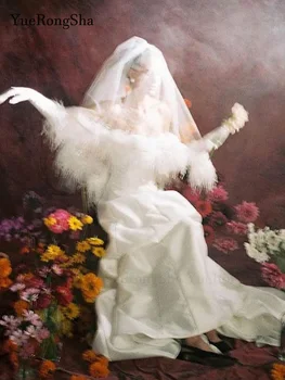 Модная свадебная фата из перьев 1,5 метра, Однослойная Свадебная Фата цвета белой слоновой кости, Элегантный Короткий Головной Убор Невесты, Свадебные Аксессуары
