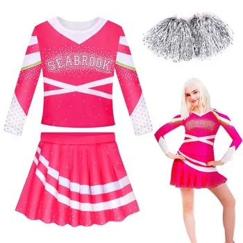Модный костюм болельщицы на Хэллоуин, косплей, наряд Эддисон для девочек, карнавальный маскарадный костюм, костюмы для лагеря поддержки зомби, одежда для девочек