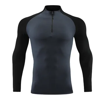 Мужская футболка для бодибилдинга и бега, быстросохнущая спортивная рубашка с длинным рукавом для фитнеса, компрессионный топ для бега в тренажерном зале, Спортивная одежда для тренировок Изображение 2