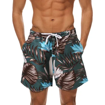 Мужские летние модные короткие брюки, повседневные короткие пляжные брюки с цветочным принтом, короткие Изображение 2