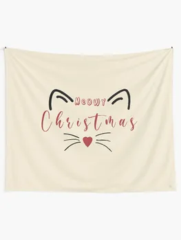 Мяу Рождество, Мяу, Рождественский кот, Рождество 2023 Гобелен Настенные Гобелены Вещи для комнаты Изображение 2