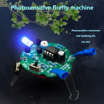 Набор для пайки со светодиодной подсветкой, имитирующий светлячка, мигающий робот, игрушка, Фоточувствительный датчик, мобильная часть робота, электронная