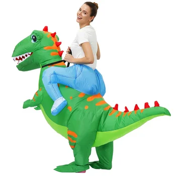 Надувные костюмы динозавров для взрослых и детей, Косплей на Хэллоуин, забавный аниме-костюм, костюм динозавра на половину тела, платье