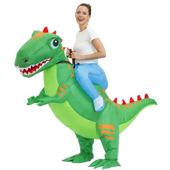 Надувные костюмы динозавров для взрослых и детей, Косплей на Хэллоуин, забавный аниме-костюм, костюм динозавра на половину тела, платье Изображение 2