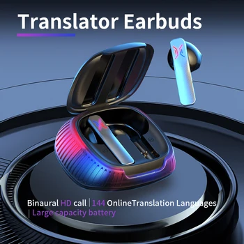 Наушники для перевода языков переводят 114 языков одновременно в режиме реального времени с помощью беспроводного приложения Bluetooth travel translator
