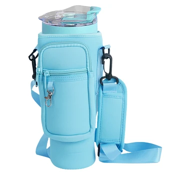 Неопреновая сумка для переноски бутылки с водой с регулируемым ремешком, держатель для бутылки с водой, сумка для бутылки с водой для Stanley 40 унций Изображение 2
