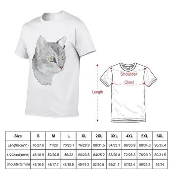 Новая футболка с серым котом, футболки для мальчиков, однотонная футболка с коротким рукавом, мужская одежда Изображение 2