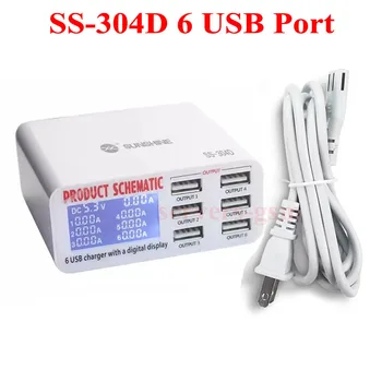 НОВОЕ SS-304D, SS-304Q, умное 6-портовое USB-зарядное устройство Lightning с цифровым дисплеем для зарядки мобильных телефонов, Инструменты для ремонта