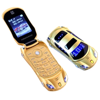 Новый Newmind Car Shape Flip Маленький Детский Мобильный Телефон MP3 MP4 FM-Радио SMS MMS Камера Фонарик С Двумя SIM-картами Мини-Мобильный Телефон Изображение 2