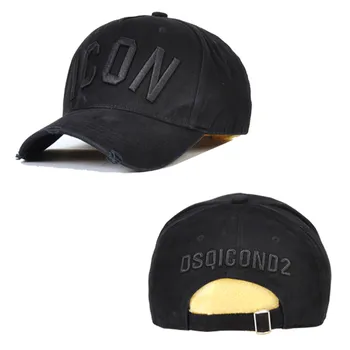 НОВЫЙ бренд ICON DSQ Бейсбольные кепки из 100% хлопка с буквами на значках Высококачественная кепка Мужская Женская Дизайнерская шляпа Черная кепка Шляпы для папы Изображение 2