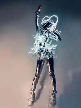 Ночной клуб Cyberpunk GOGO costume со светодиодной подсветкой нагрудника атмосферная перспектива будущей войны Шан Яня