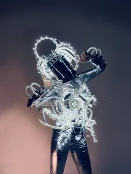 Ночной клуб Cyberpunk GOGO costume со светодиодной подсветкой нагрудника атмосферная перспектива будущей войны Шан Яня Изображение 2