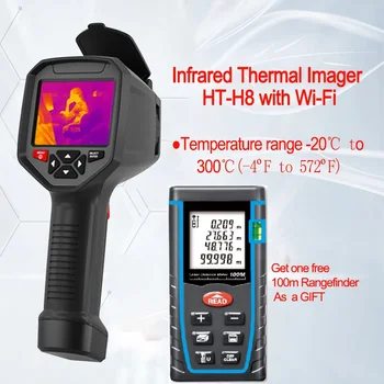 Обновите профессиональную инфракрасную тепловизионную камеру HT-H8 WIFI IR, портативную камеру для автоматического отслеживания температуры, перезаряжаемую 3.5 TFT