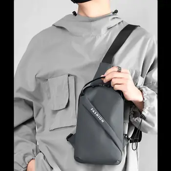 Оксфордская сумка-Слинг, Новая многофункциональная нагрудная сумка из полиэстера, Черная сумка для мотобайкеров, мужская сумка через плечо Изображение 2