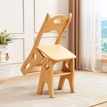 оптовая продажа стульев-стремянок двойного назначения, трансформируемого деревянного табурета, штабелируемых деревянных стульев Изображение 2