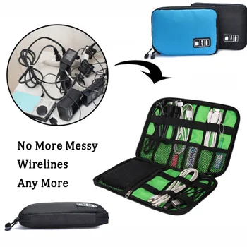 Органайзер для гаджетов, сумка для хранения USB-кабеля, дорожные цифровые электронные аксессуары, чехол, USB-зарядное устройство, держатель Power Bank, сумка для комплекта Изображение 2