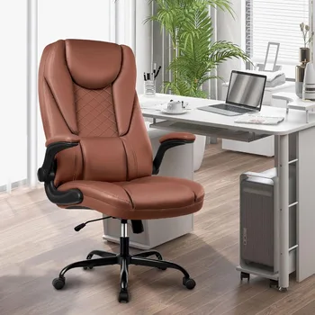 Офисное кресло Guessky, кресло для руководителей, большое и высокое офисное кресло, эргономичное кожаное кресло с регулируемыми откидывающимися подлокотниками Изображение 2