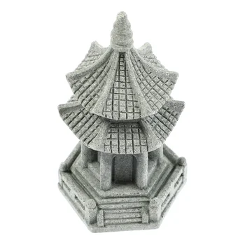 Пагода, Большая шестиугольная башня, Статуя для украшения китайского сада дзен, Миниатюрная фигурка, украшения, модель Бонсай своими руками, Маленькая