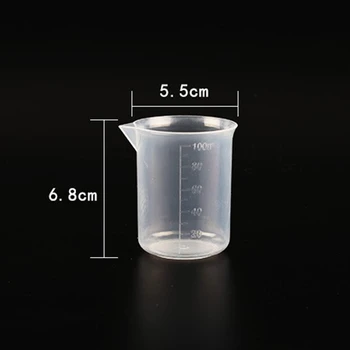 пластиковый мерный стаканчик с градуировкой объемом 100 мл, контейнер для жидкости, инструмент для изготовления силикона из эпоксидной смолы, Прозрачная чашка для смешивания, инструмент для смешивания своими руками Изображение 2