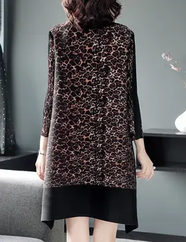 Платье в стиле пэчворк с леопардовым принтом и плиссированное платье Miyake, новый весенне-осенний европейский стиль большого размера Изображение 2