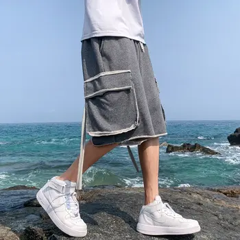 Плюс Размер S-5XL Мужские Шорты Летняя Мода Повседневный Корейский Стиль Спортивный Пот Шнурок Хлопок Harajuku Бег Трусцой Уличная Пляжная Одежда