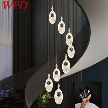 Подвесной светильник WPD Nordic Led Креативная люстра в форме пера, современные светильники, домашняя лампа для гостиной, лестницы, прихожей
