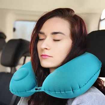 Подушки для путешествий, Надувные супер портативные подушки для шеи, U-образные автоматические надувные подушки для кемпинга шейных позвонков