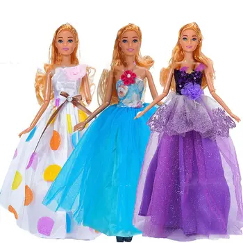 Праздничная одежда, платье для кукол, Аксессуары для кукол ручной работы, Модное Свадебное платье с цветочным узором для девочек, Кукла 30 см
