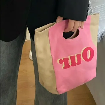 Прекрасная холщовая сумка-ланч-бокс, тканевая сумка, хлопчатобумажная сумка большой емкости, цветная женская сумка Изображение 2