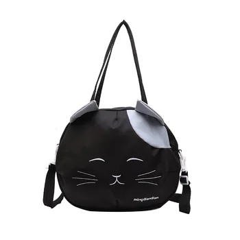 Принты на холсте, сумка-мессенджер с котом, женские многоразовые сумки для покупок, портативная сумка-тоут, школьная сумка через плечо Изображение 2