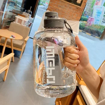 Простая спортивная бутылка для воды прозрачная портативная пластиковая бутылка для воды для фитнеса большой емкости с защитой от падения